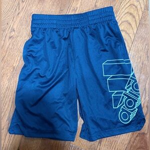 Kid’s Adidas Athletic Blue Shorts with Neon Graphic